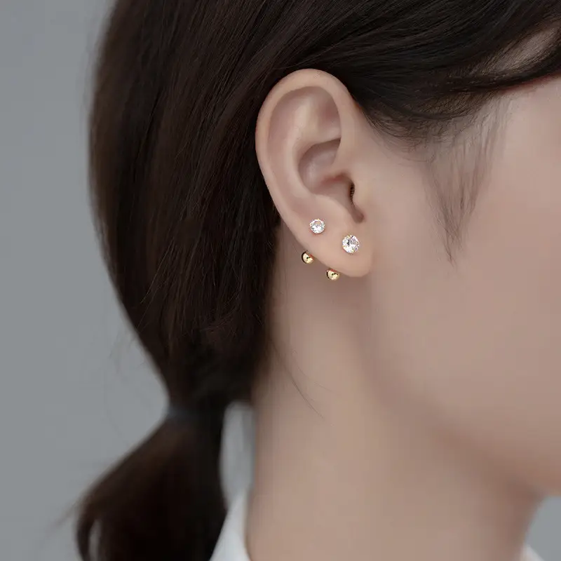 S925 Silver Six Clawed Stud Earrings For Women Simple