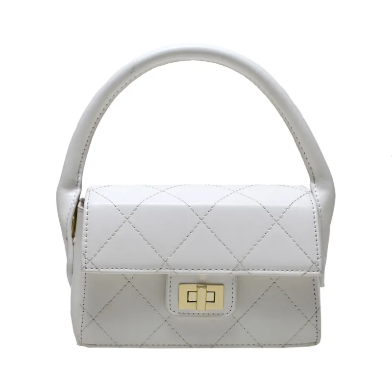 Lace Pineapple Purple Sewing PU Women's Shoulder Bag - White