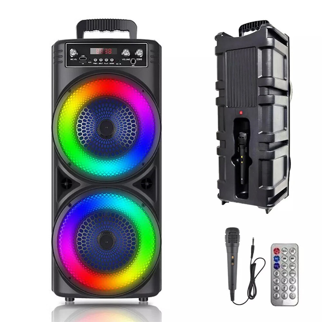 Portable Bluetooth Speaker Sub Woofer Heavy Bass Sound System Party Mic UK 11