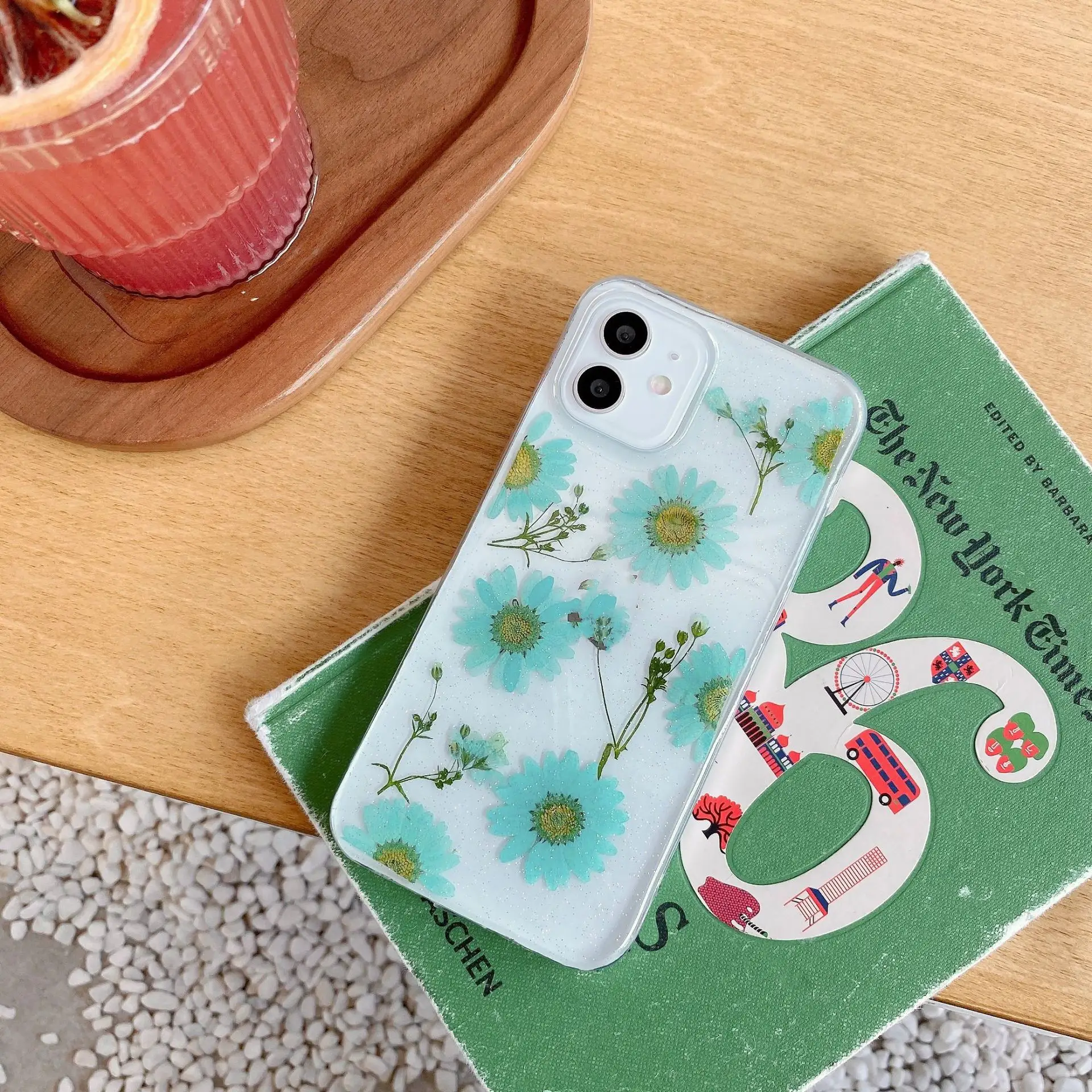 Transparent Epoxy Real Flower Silicone Phone Case
