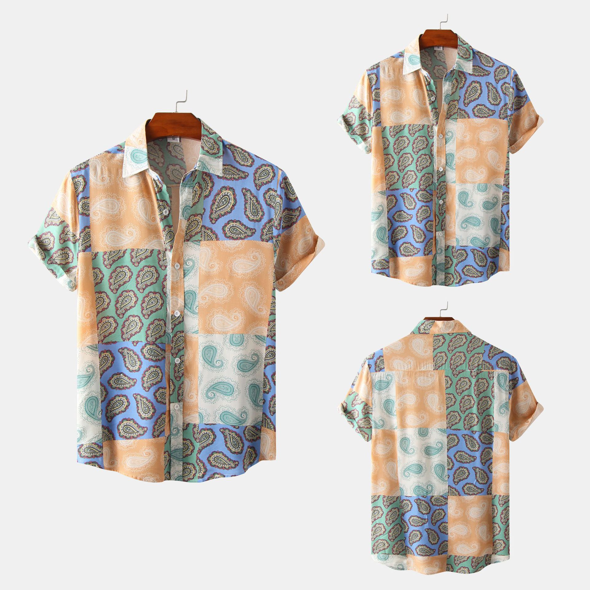 Title 3, Zomerse casual bloemenprint heren shirt met kor...