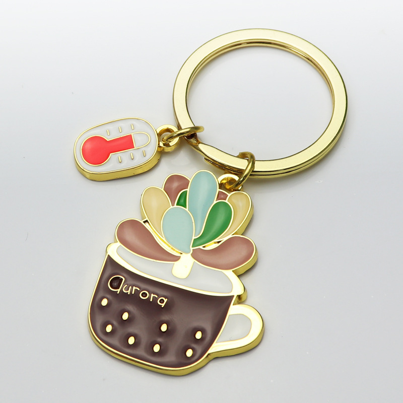 Lovely Cactus Keychain Women Succulent Potted Succulent