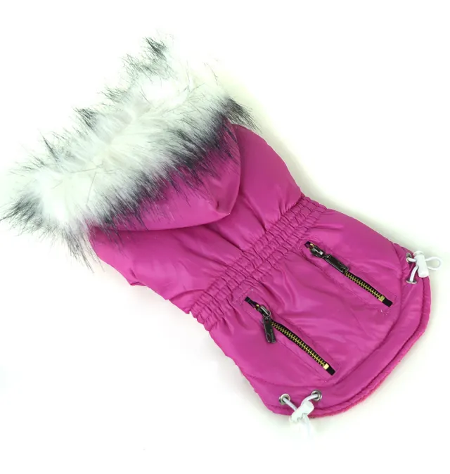 Zippered Cotton Padded Clothes For Pets Rose Red - Shop at LoveMi