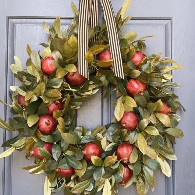 Autumn Pomegranate Garland Simulation Green Plant Door Hanging Decoration Green - Shop at LoveMi