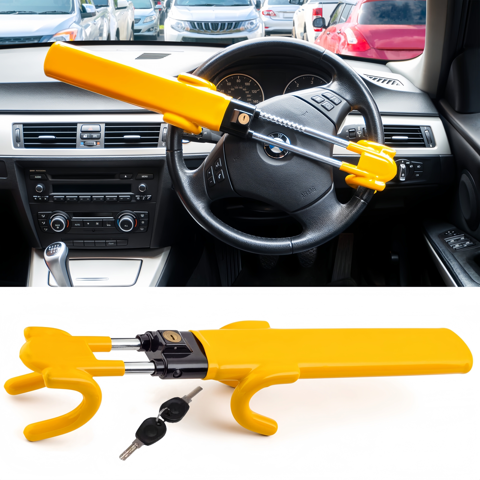 Car Steering Wheel Lock HEAVY DUTY High Security Anti Theft Hook Van Hook Crook