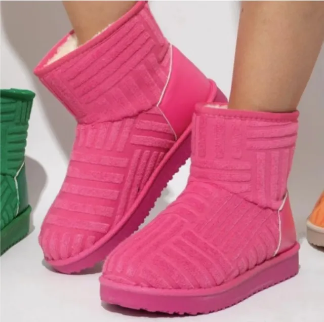 Winter Ankle Boots Warm Plush Snow Boots Flat Shoes Red - Shop at LoveMi