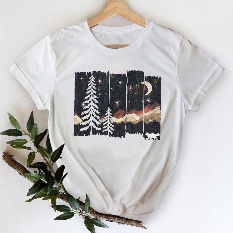 Female Landscape Fashion Print Short Sleeve