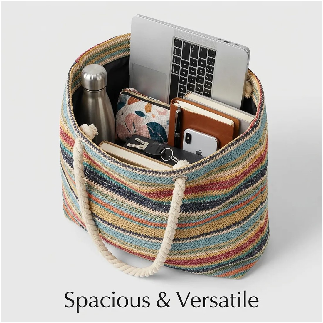 Women Handbag Shoulder BagsNew Summer Large-Capacity Rainbow & Tote Bag — image 2
