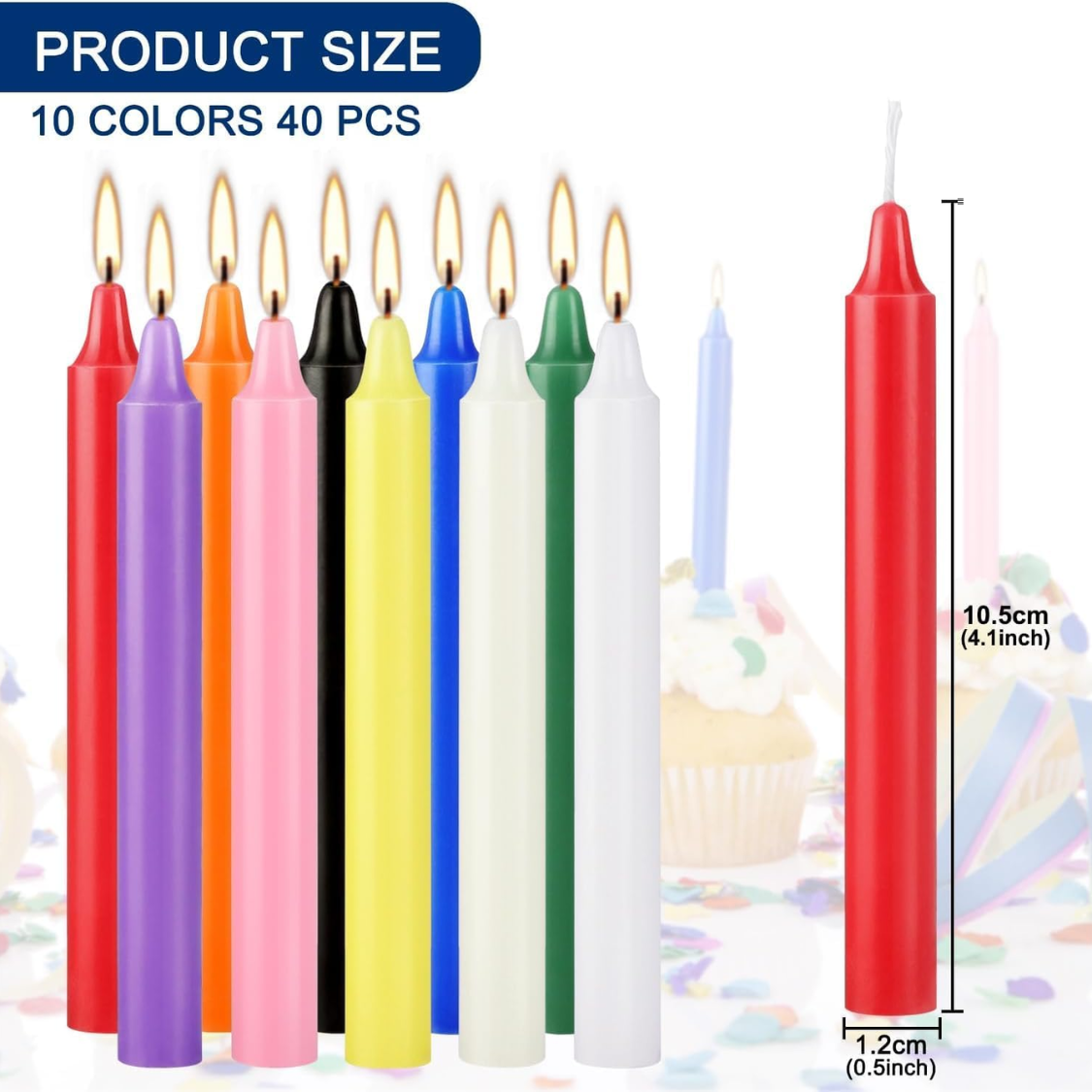 40 Pack Spell Chime Candles 4 Inch Multi Colored Taper Candles Sticks For Home Decor Kitchen Decor Wedding Decoration 10 Colours thumbnail 7