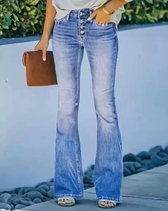 Women's Printed Polyester Jeans