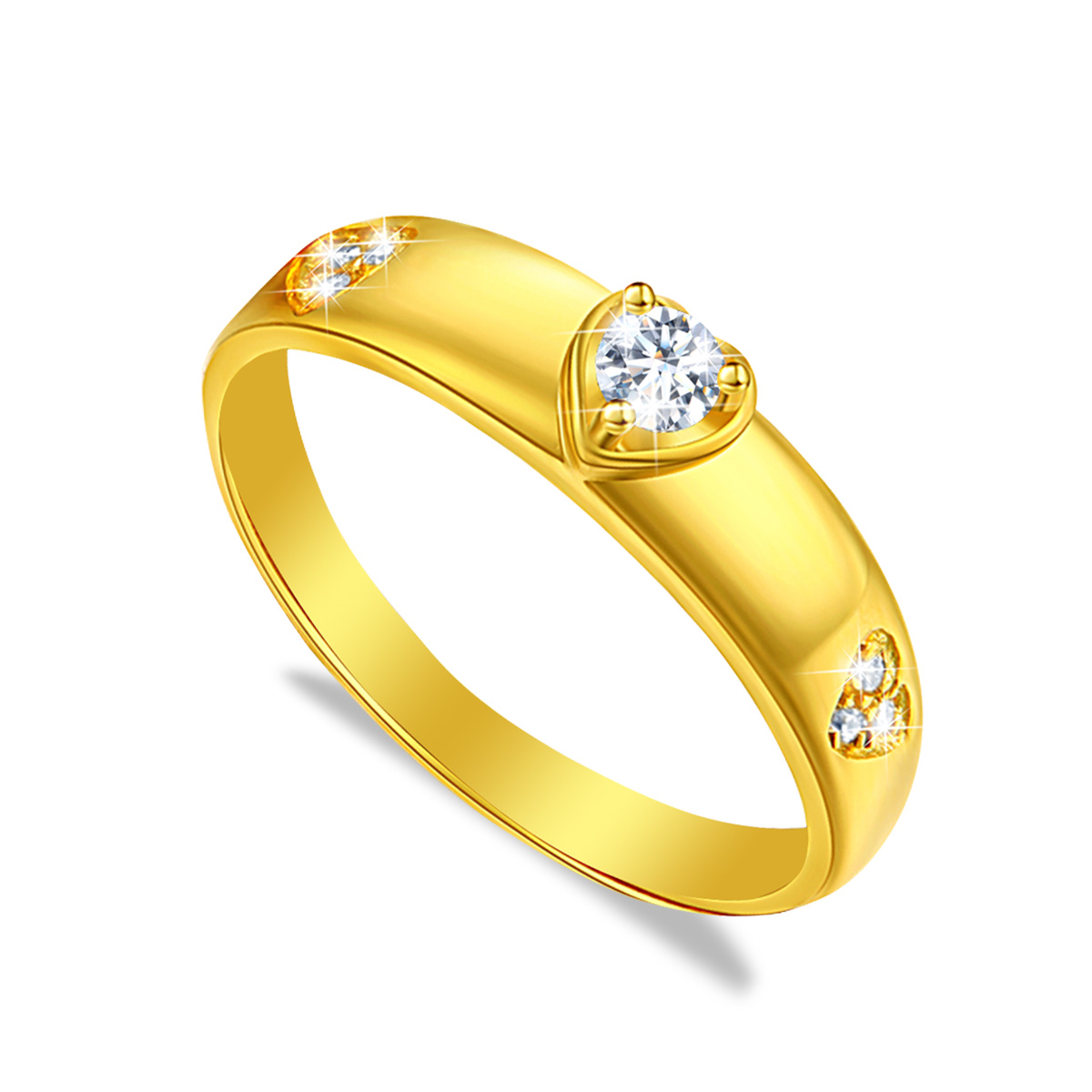 Ring Fashion Korean Heart-shaped Diamond-encrusted Zircon