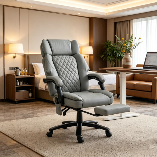 Massage office chair reclined with footrest