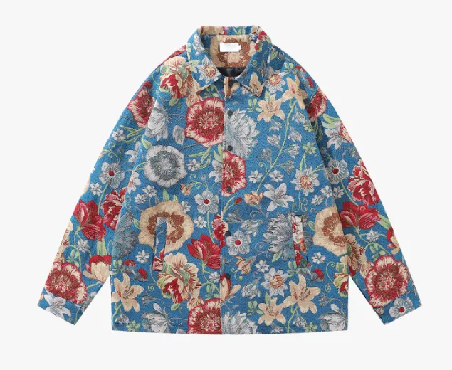 Men's And Women's Loose Multi colored Long sleeved Colorful Shirt 11224Blue - Shop at LoveMi