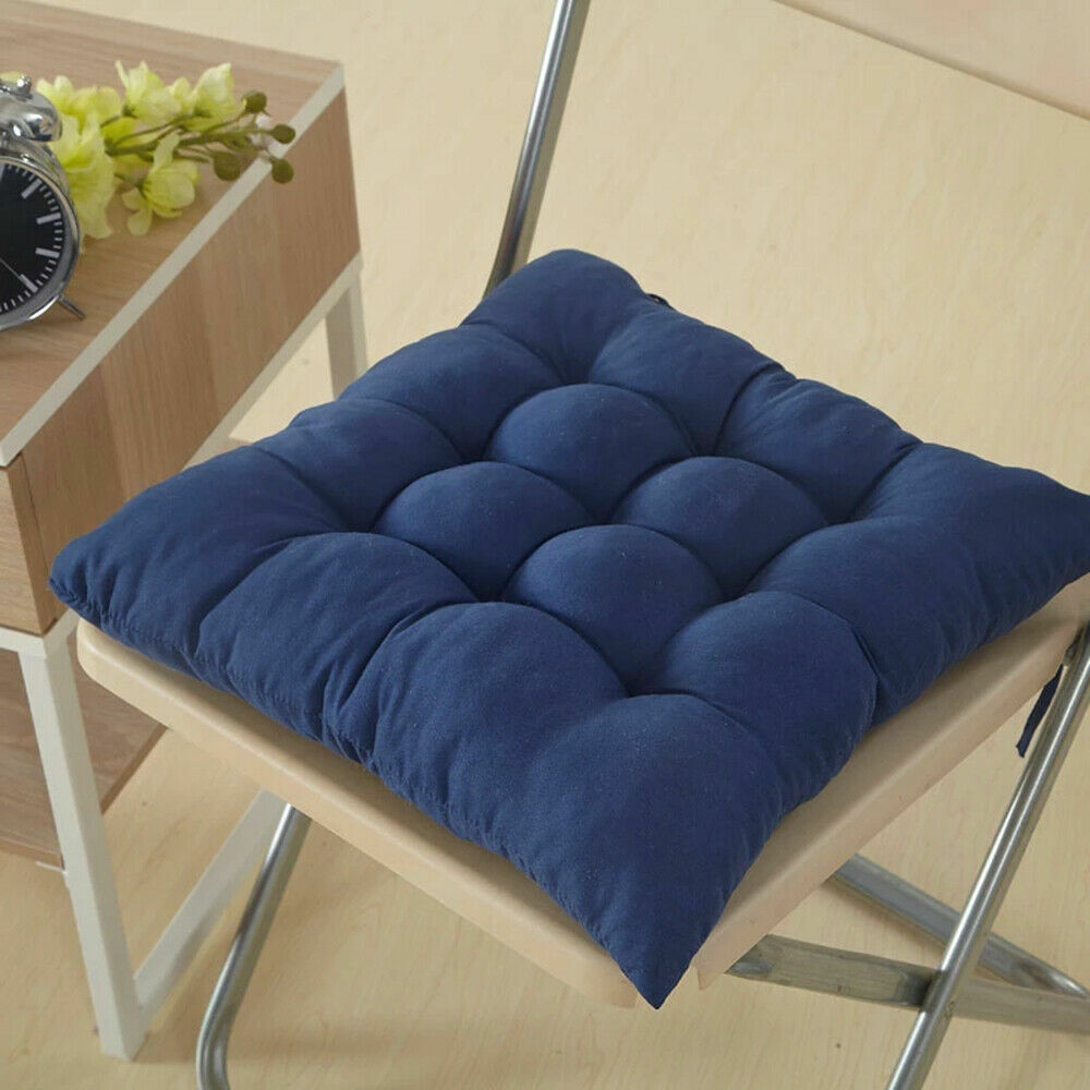 4 Pack Seat Pad Dining Room Garden Kitchen Chair Cushions Tie On Plain UK — image 4