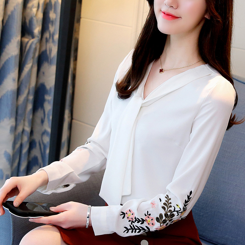 Long-sleeved Korean Style Fluttering Wide Loose Large Size Chiffon Shirt
