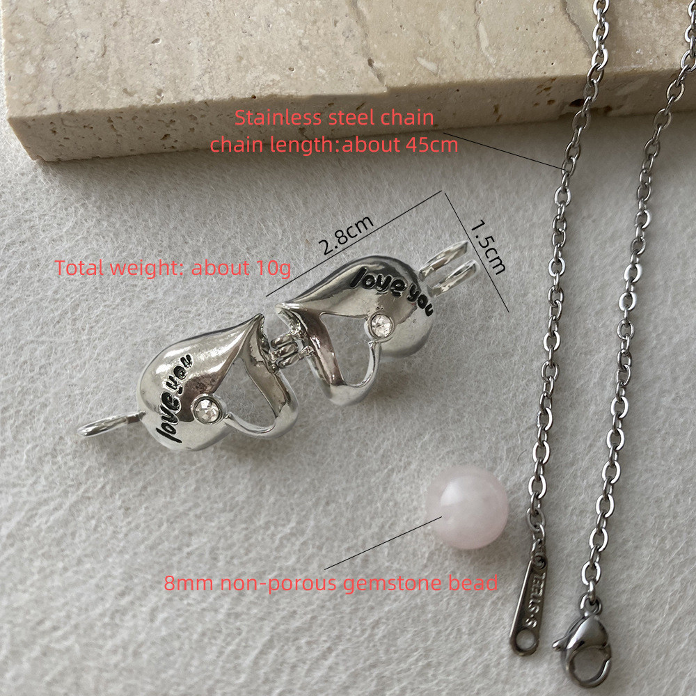 Title 1, Natural Stone Card Necklace Can Be Opened And C...