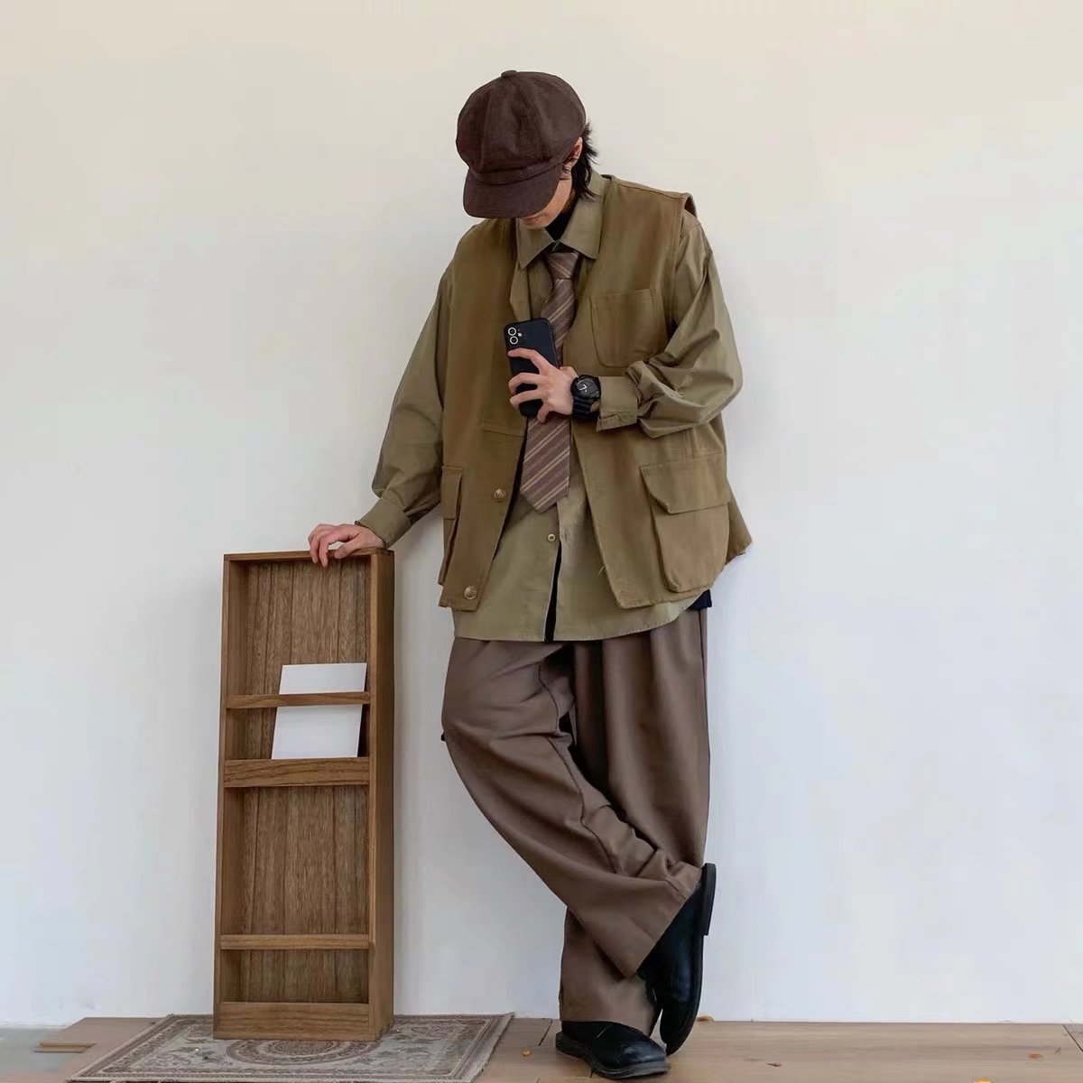 Men's And Women's Fashion Retro Workwear Can Shoulder Vest