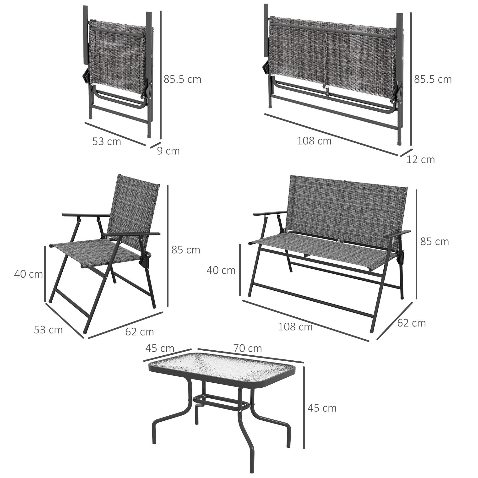 Four Piece Metal Garden Sofa Combination - Mixed Color Gray — image 6