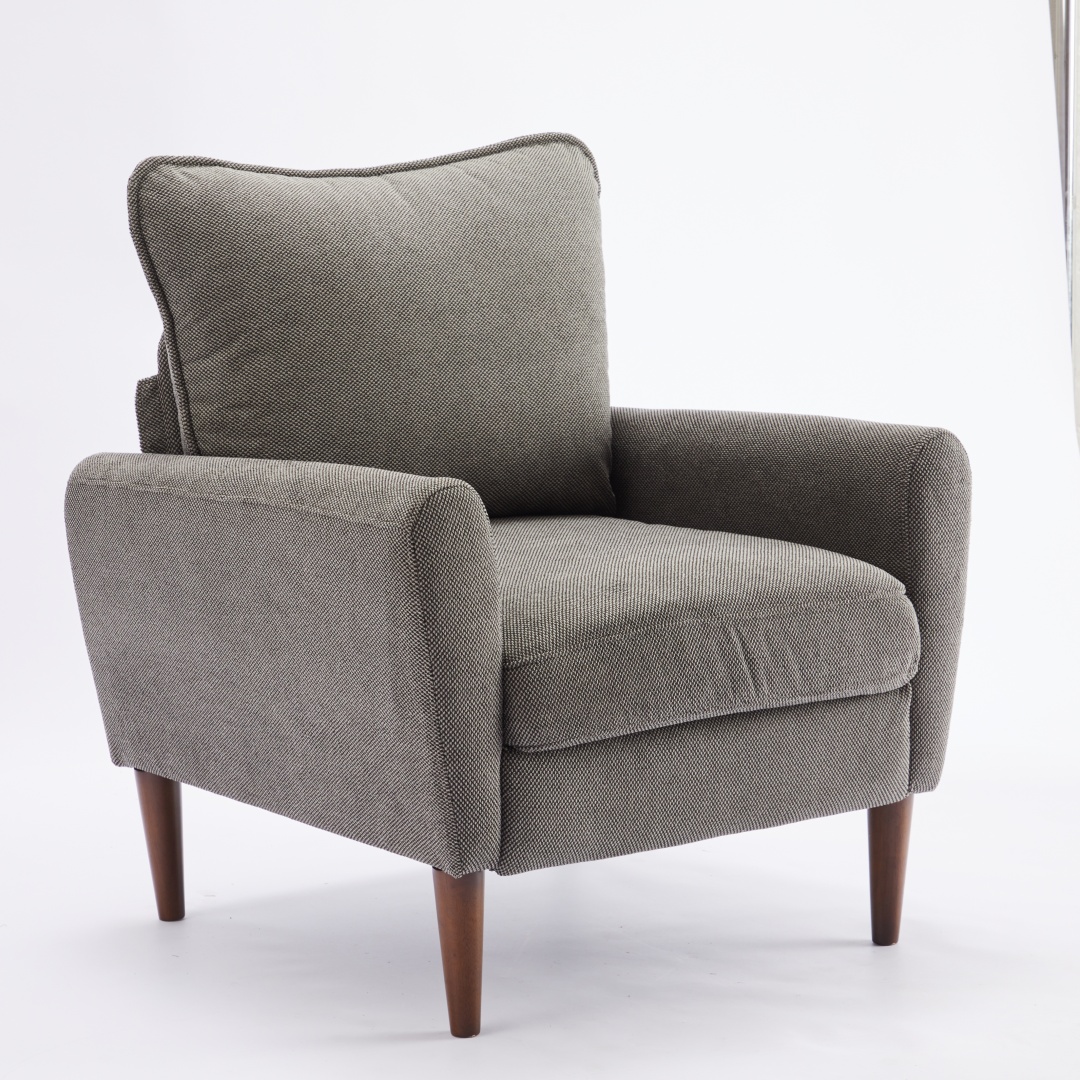 A Reading Chair With Cushioned Seat And Wooden Legs, Along With A Wide Single-person Modern Leisure Sofa image 12