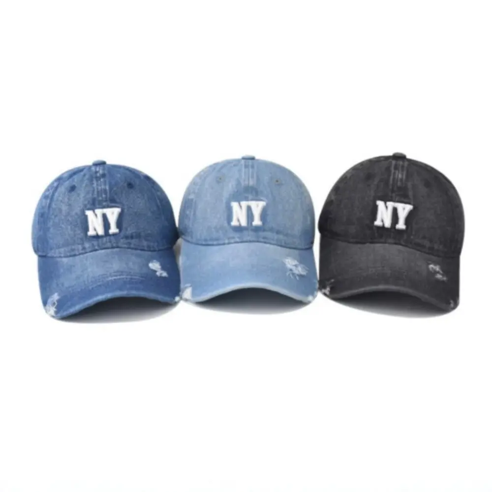 Monochrome Letter Three-dimensional Embroidered Frayed Washed Vintage Trend Casual Baseball Cap Suitable For Outdoor Sports And Travel