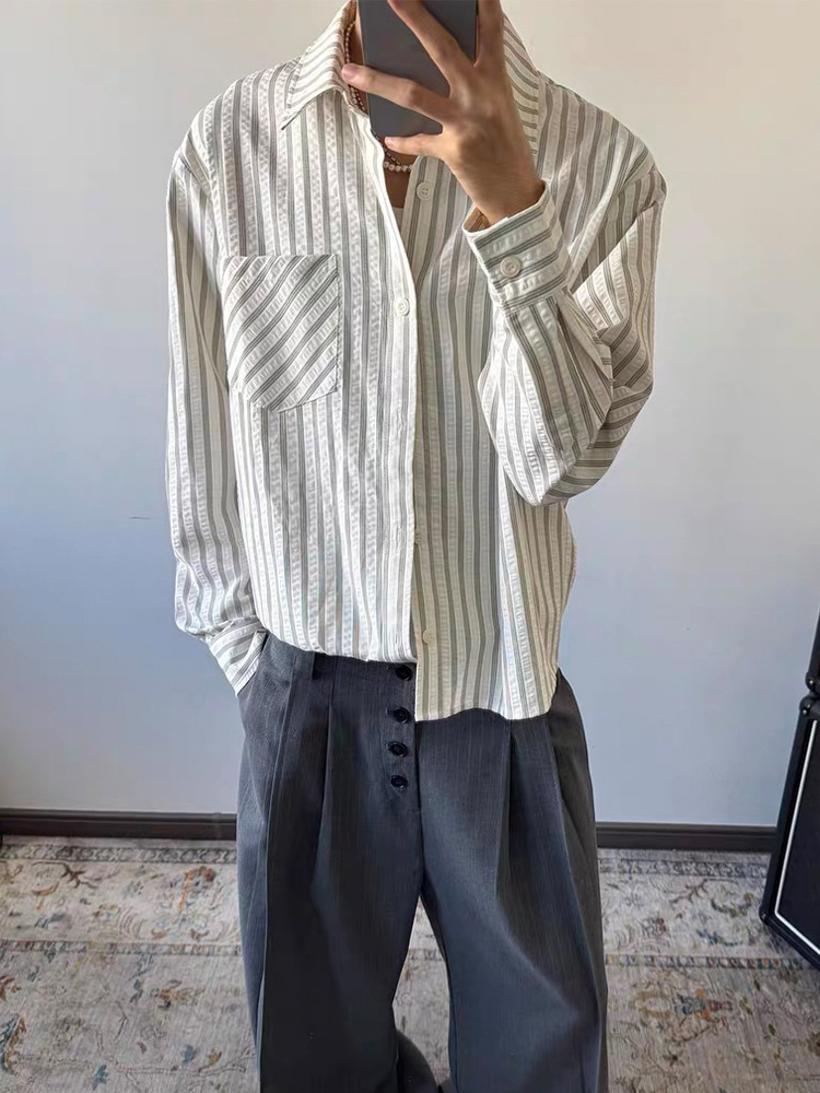Men's Seersucker Striped Shirt
