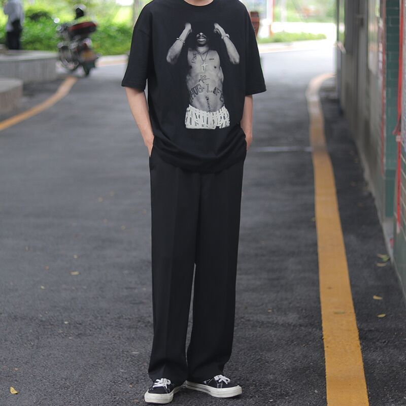 Title 3, Mens Slit Pants, Loose Straight Leg and Wide D...