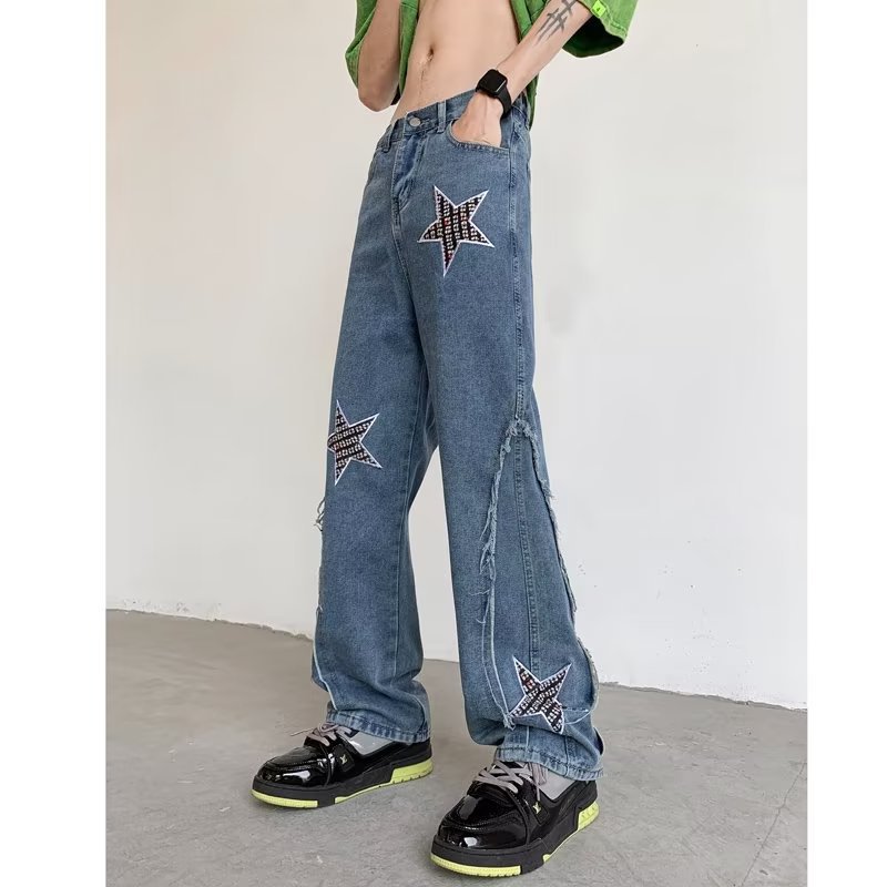 American Retro Vibe XINGX Patchwork Stitching Jeans