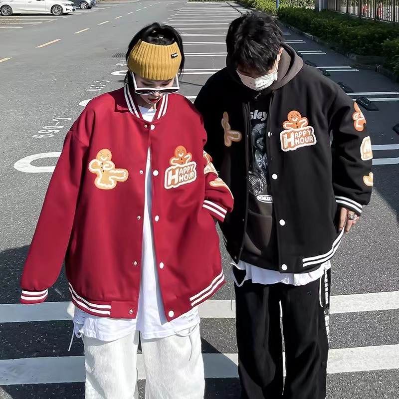 Plus Size Baseball Uniform Polyester Loose Jacket