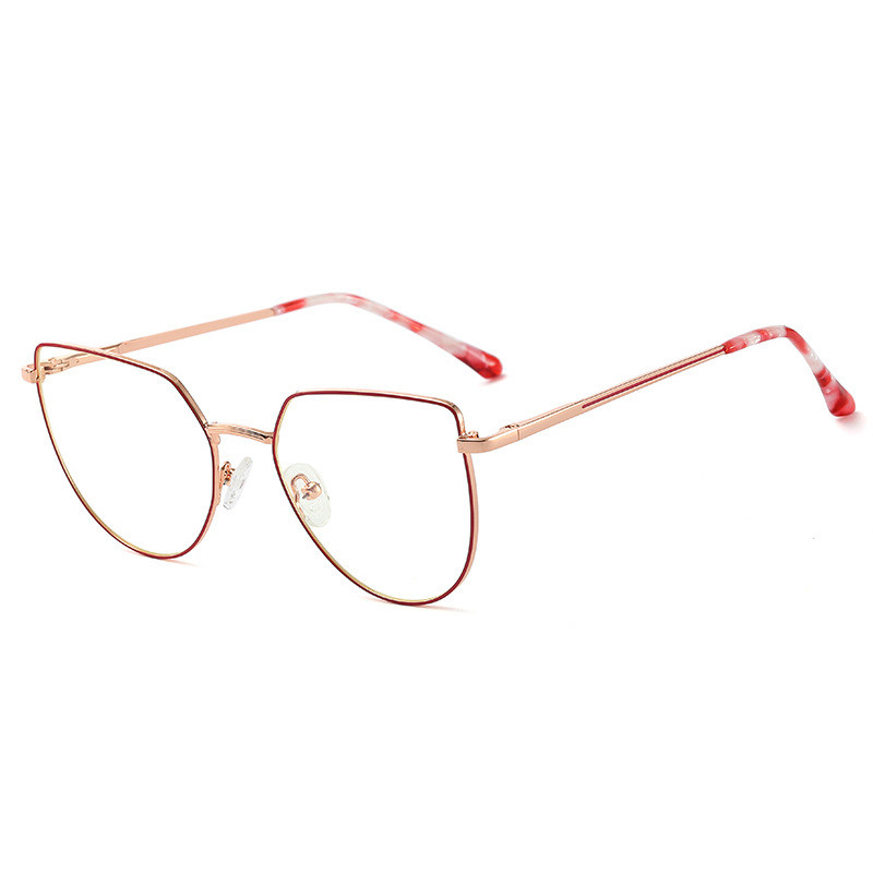 Women’s Plate Anti-Blue Light Glasses Fashion Metal Large Frame