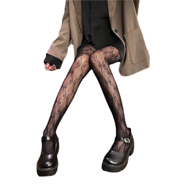 Feminine Hollow Jacquard Bow Bottoming Stockings