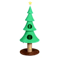59in Large Tall Christmas Tree Cat Tower With 2 Cat Condos & Scratching Post, Soft Fleece Cat Tree With Teaser Toy & Sturdy Base & Built-in Opening... - View 1