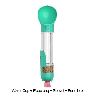 300 500ml Portable Multifunction Dog Water Bottle Food Feeder For Big Dogs 3 In 1 Poop Dispenser Puppy Pet Travel Drinking Bowls Aquamarine - Shop at LoveMi
