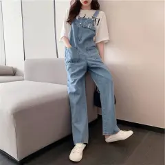 Women's Retro Style Loose Big Pocket Jeans - Blue - View 1