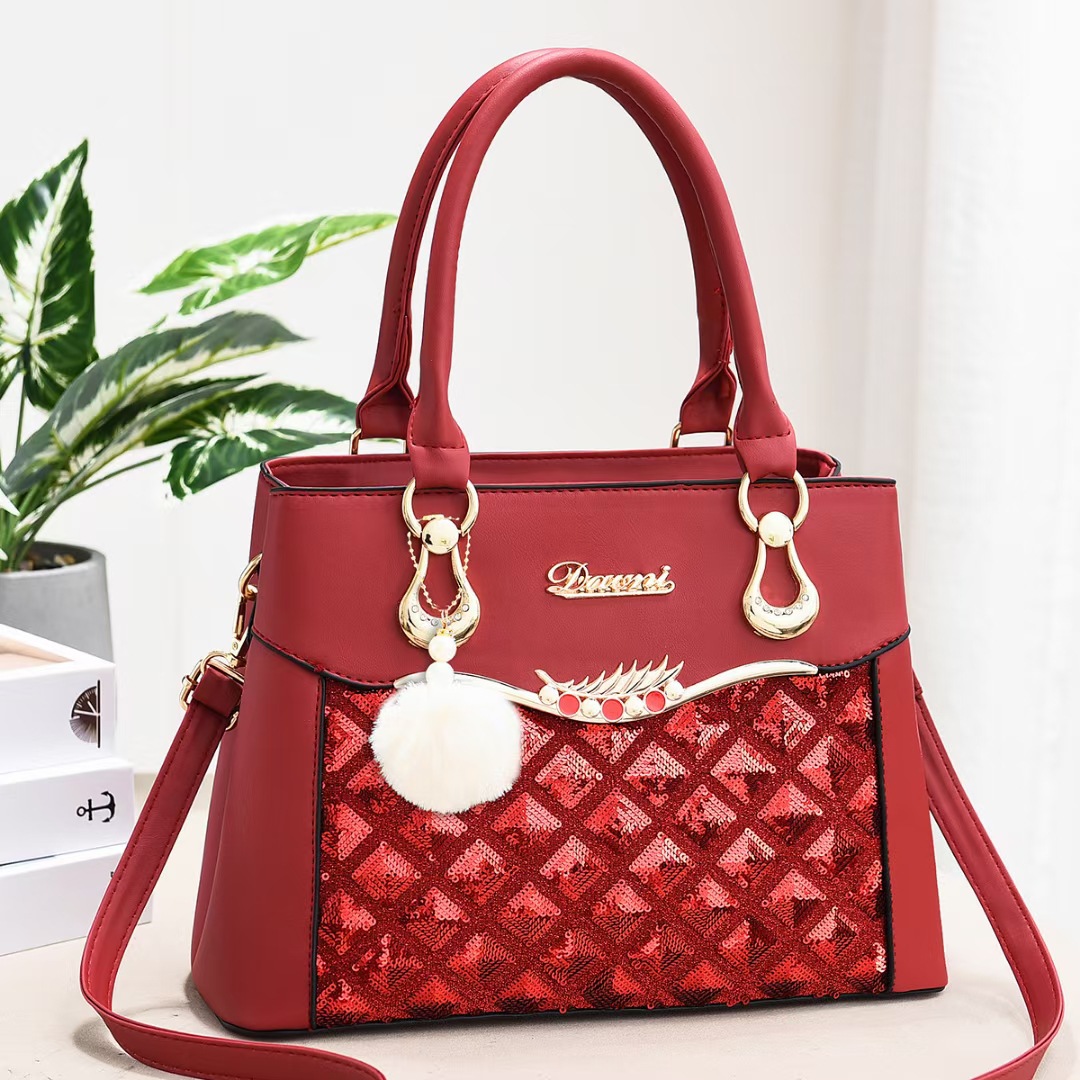 The New Fashion Female Bag Korean Style Diagonal Shoulder Handbag Maroon - Shop at LoveMi