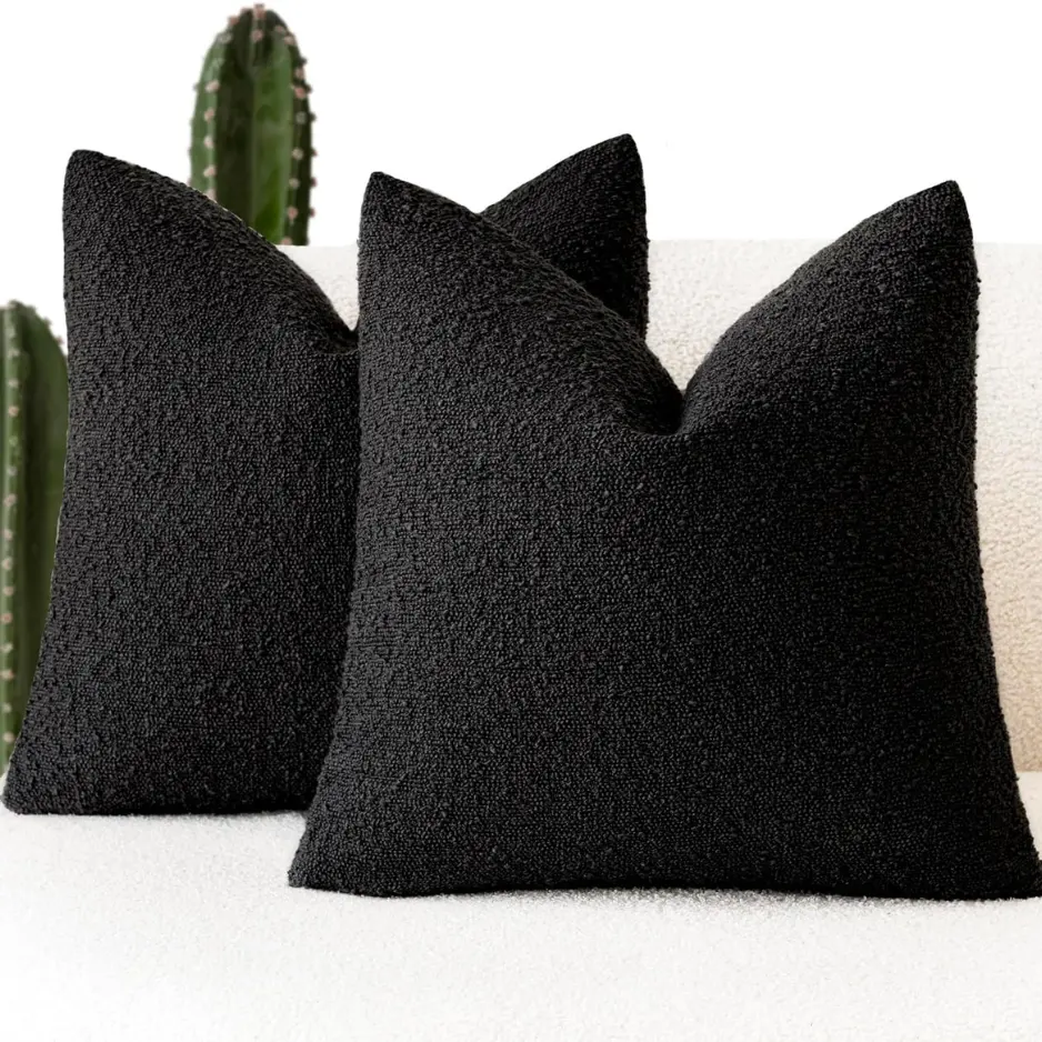 Decorative Textured Boucle Throw Pillow Cover 18x18