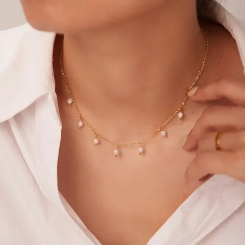 French Elegant INS Style Pearl Tassel Necklace 18K Gold