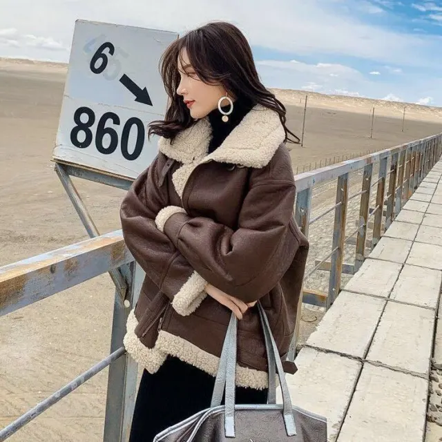 Women's Fur All in one Lamb Fur Coat Brown - Shop at LoveMi