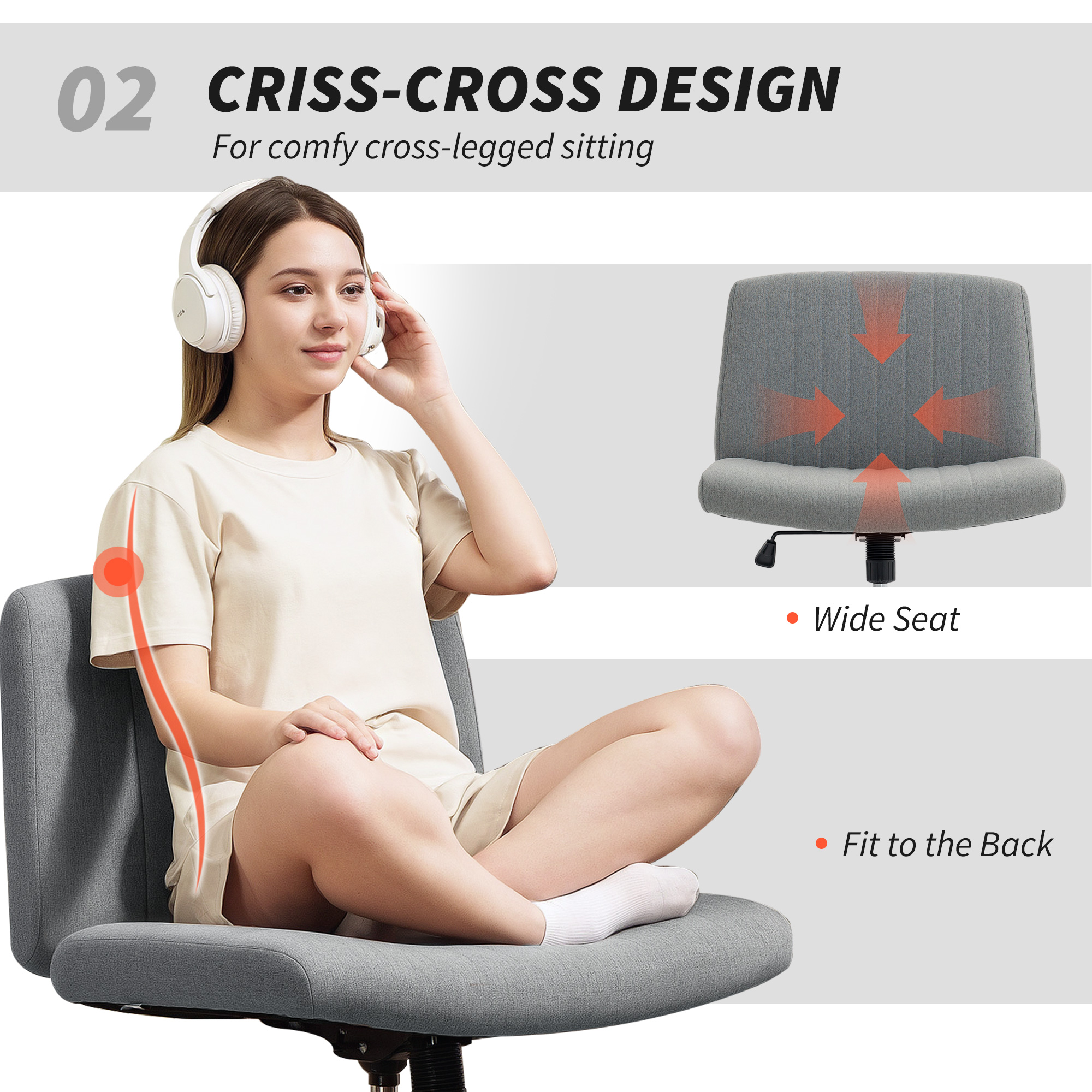 Armless And Wheelless Office Chair, Made Of Linen Fabric, Cross Leg Design — image 8