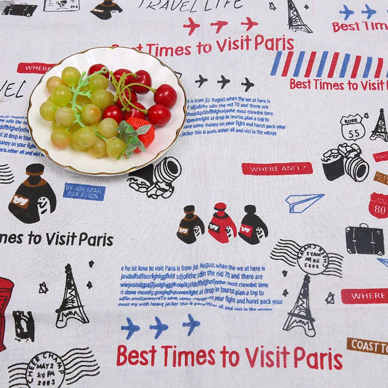 Cotton And Hemp Cloth Plant Tower Series Thickened Printed Fabric Storage Cloth - Camera Aircraft