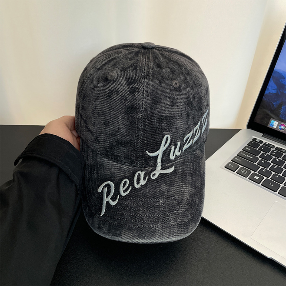 Monochrome Individuality Frayed Letter Embroidery Washed-out Vintage Trend Fashion Holey Brim Baseball Cap Street Travel 3