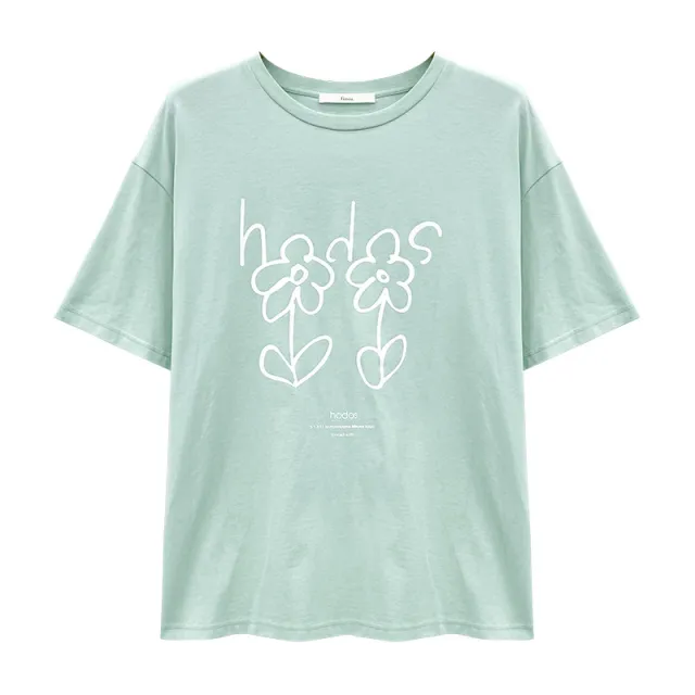 Loose Women's Short Sleeve T Shirt Cotton Print Green - Shop at LoveMi