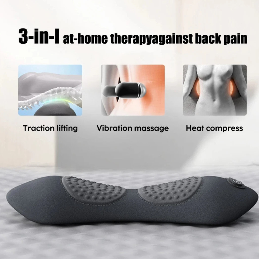 3 In 1 Electric Lumbar Support Pillow Smooth Spine Triple Fusion Back Massager — image 6