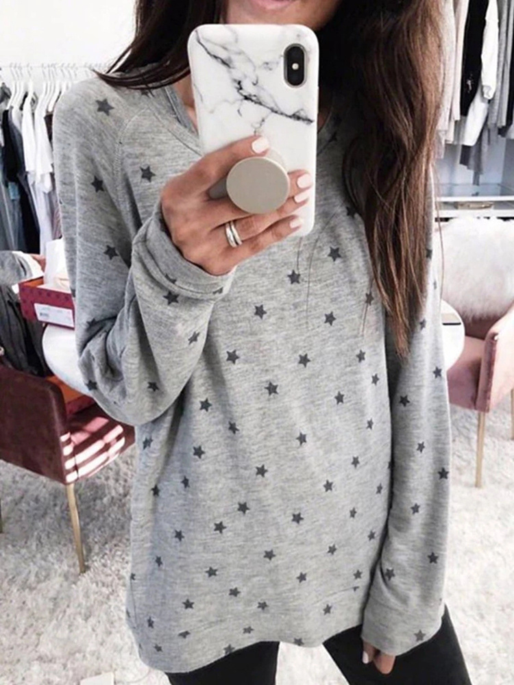 Title 5, Star print long-sleeved T-shirt bottoming shirt...