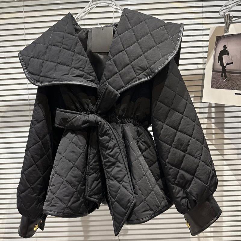 Stylish Navy Collar Bow Tie Cotton Jacket Navy - Shop at LoveMi