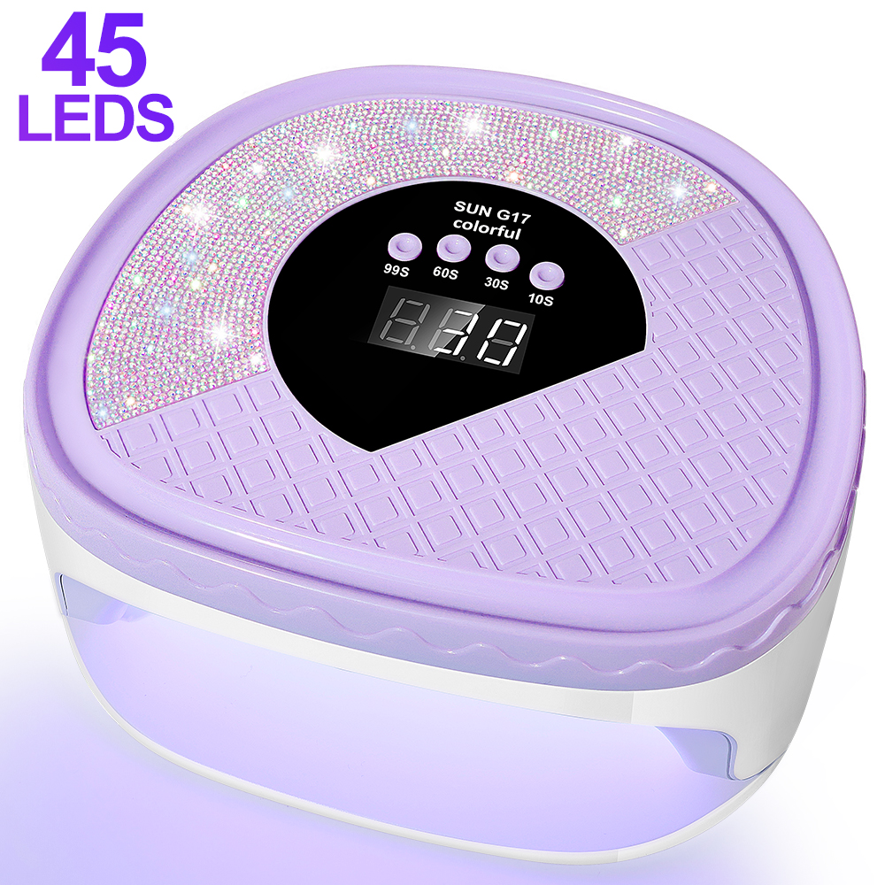 UV Nail Dryer Gel Nail Lamp, LED Light For Gel Polish-4 Timers Professional Nail Art Accessories Nail Lamp With 42 Beads & Touch Display, Shining Crystal Decorations, Curing Gel Toe Nails 8