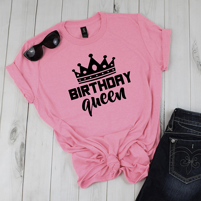 Title 4, Women Queen Letter Print Short Sleeve T Shirt C...