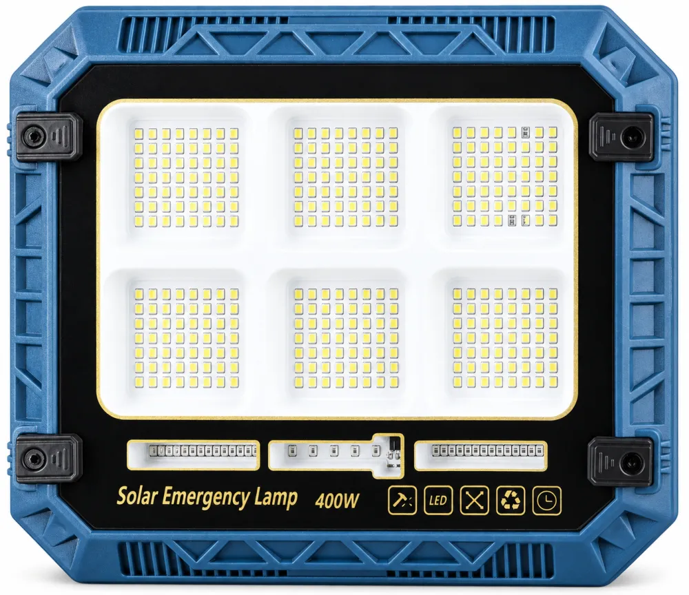 Solar Powered Rechargeable Battery Display 18650 W8113 3 Red Blue Warning LED Flood Light SMD
