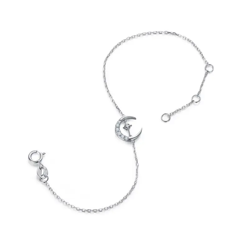 S925 Silver Necklace Women Fashion Japan And South Korea Star And Moon Zircon Clavicle Chain