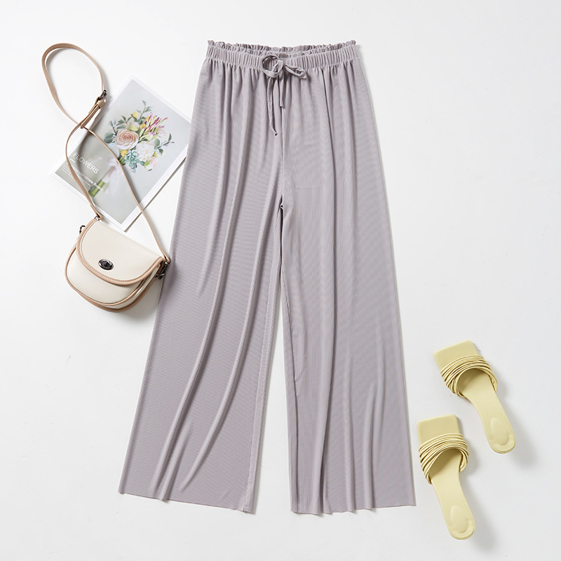 Title 4, High Waist Loose Casual Ice Silk Wide-leg Pants...