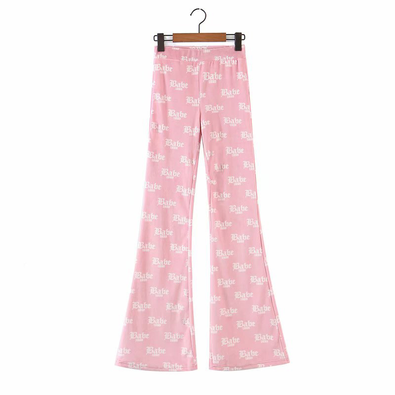 Velvet Printed Women's Sports Suit Sweater High Waist